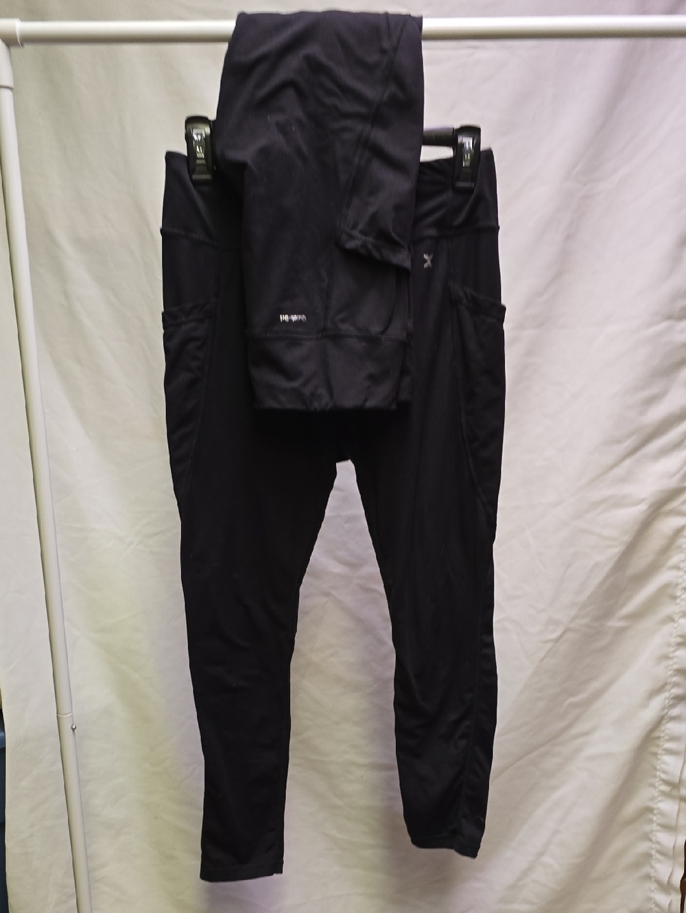 2 Pairs Xersion Girls Quick Dri Black  Leggings with Side Pockets XL (16)